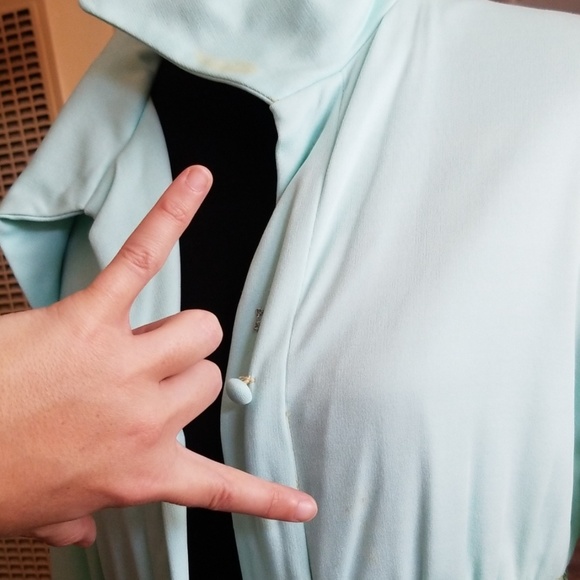 VTG Lillie Rubin Mint Green 70s Boho Maxi Dress - Picture 8 of 8